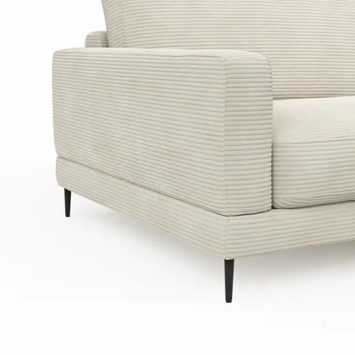 Ecksofa Janne - 1,5-Sitzer, Longchair rechts, Cord, Offwhite