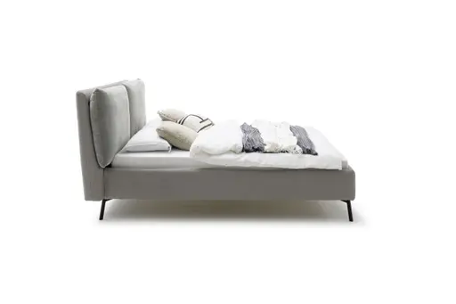 Polsterbett Farenza - Liegefl. ca. 180x200 cm, Leder, Silbergrau, Kissen, Stoff, Grau