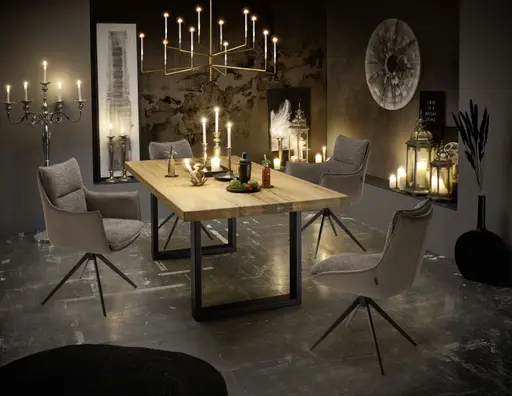 Esstisch - LB ca. 200x100 cm, Zerreiche massiv geölt, Schwarz