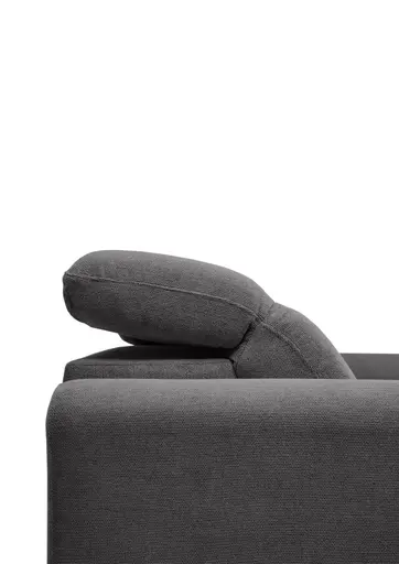 Ecksofa MINAO - 1,5-Sitzer mit Longchair rechts, Sitztiefe verstellbar motorisch, Kopfteil verstellbar, Stoff, Graphite