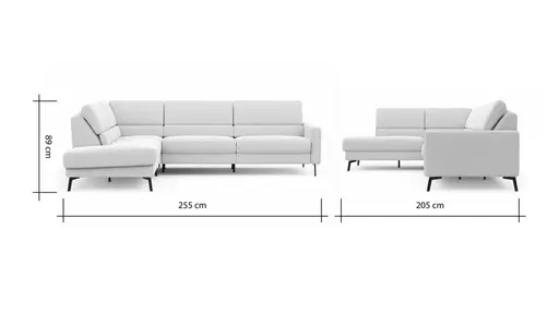 Ecksofa Valera - Ecke mit 3-Sitzer rechts inkl. Rückenlehne verstellbar, Stoff, Natur