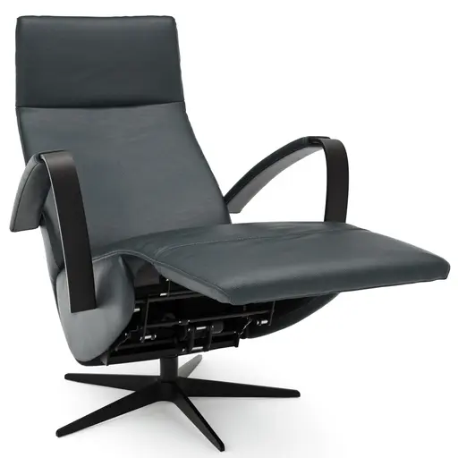 Relaxsessel Girona - Relaxfunktion (motorisch), Leder, Graphit