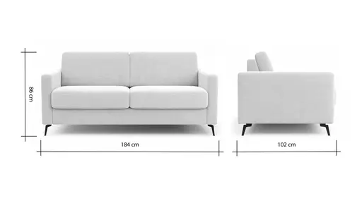 Schlafsofa Laredo - 2,5-Sitzer inkl. Schlaffunktion, Stoff, Offwhite
