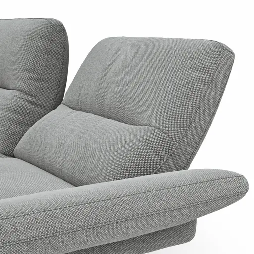 Ecksofa  Alexander - Longchair links mit 3-Sitzer inkl. Kopfstütze/Armlehne verstellbar, Stoff, Hellgrau