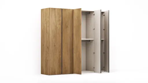 Drehtürenschrank Loretto - B ca. 254 cm, Melamin Astig hell