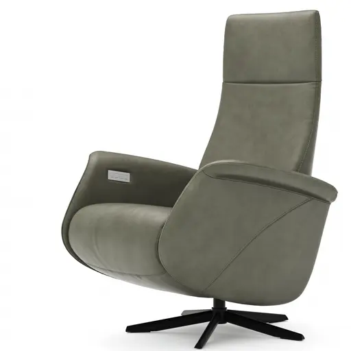 Sessel Girona - Relaxfunktion (motorisch), Leder, Moos