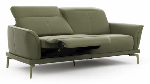 Sofa Amadena - 2-Sitzer inkl. Relaxfunktion motorisch und Kopfteil verstellbar, Leder, Olive