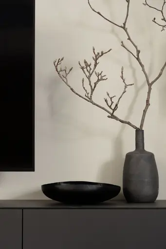 Wohnwand 3900 - inklusive Kamin und TV-Halterung, Lack, Schiefergrau