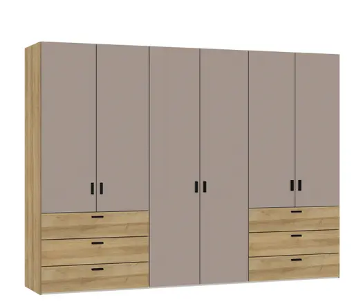 Drehtürenschrank JOIN IT- B ca. 303 cm, Eiche Dekor, Nougat