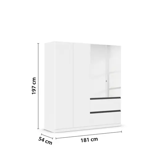 Drehtürenschrank RASA- B ca. 181 cm, Weiß, Spiegel