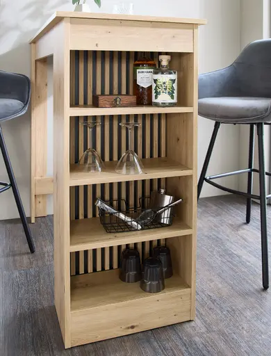 Bartisch - LB ca. 115x50 cm, Artisan Eiche Nachbildung, Schwarz