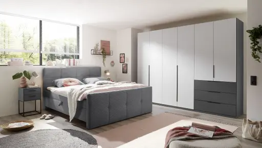 Boxbett- Liegefläche ca. 180x200 cm, Stoff, Grau