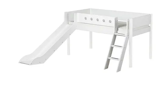 Hochbett- Liegefläche ca. 90x200 cm, Birke, Massiv, Weiß