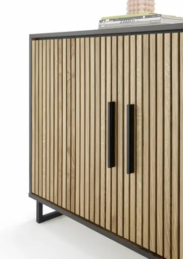 Sideboard- Eiche Dekor, Schwarz