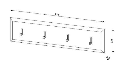 Garderobenpaneel - B ca. 91 cm, Eiche Evoke Nachbildung