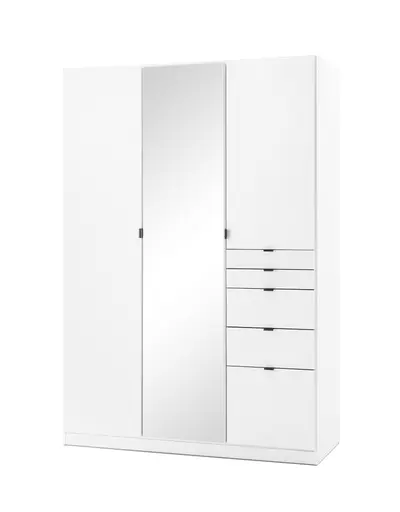 Drehtürenschrank ROVANO- B ca. 136 am, Weiß, Spiegel