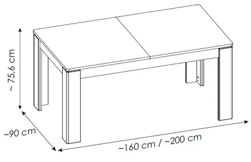 Esstisch - ausziehbar, LB ca. 160x90 cm, Alpinweiß, Goldfarben, Weiß Hochglanz
