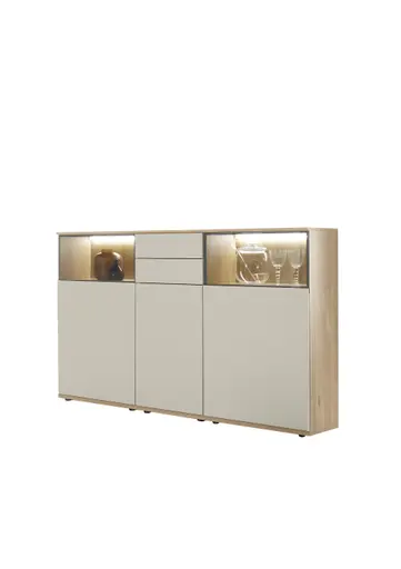 Sideboard EM Gradina - mit Beleuchtung, Risseiche, Sandbeige