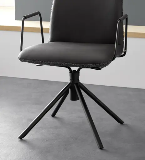 Armlehnstuhl Sedana - drehbar, Stoff, Dunkelgrau