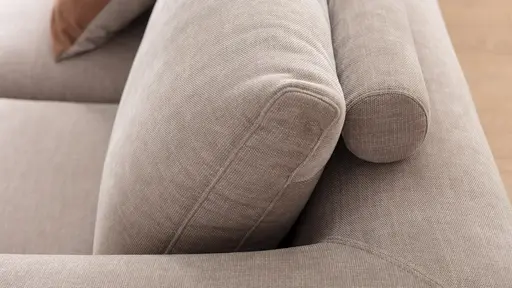 Ecksofa Stormy - Longchair links mit 2,5-Sitzer, Stoff, Graubeige