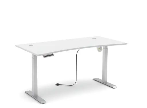 Schreibtisch - höhenverstellbar, LB ca. 160x77 cm, Weiß, Silberfarben