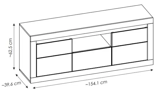 TV-Lowboard - mit Beleuchtung, B ca. 154 cm, Kaschmir, Stone Eiche Nachbildung