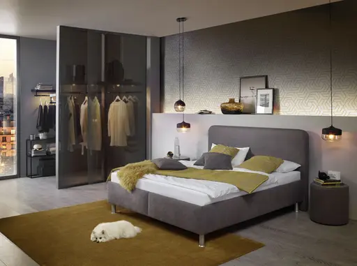 Polsterbett EM Select - Liegefläche ca. 180x200 cm, Stoff, khaki