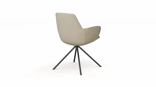 Armlehnstuhl Pegara - Leder, Graubraun