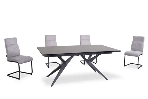 Esstisch MICHELA - ausziehbar, LB ca. 180x95 cm, Glaskeramik, Dunkelgrau