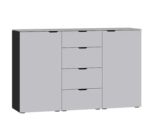 Kommode JOIN IT- Glas, Hellgrau, Matt, Schwarz