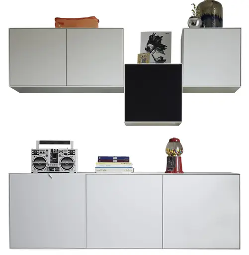 Wohnwand Edge - Lack, Weiß