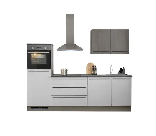 Küchenblock- ohne E-Geräte, B ca. 260cm, Anthrazit, Weiß, Anthrazit