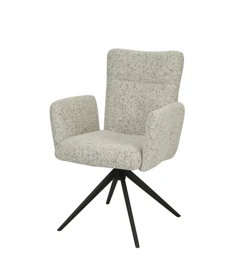 Armlehnstuhl MYLENE - drehbar, Stoff, Schwarz-Weiß