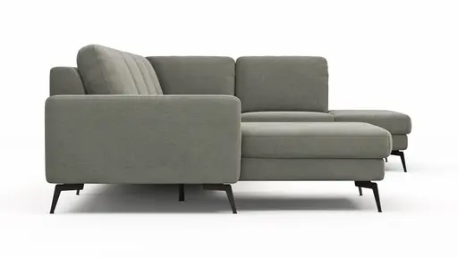 Wohnlandschaft Enna - Longchair links, 2,5-Sitzer, Ecke rechts, Stoff, Grau