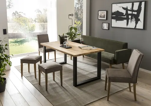 Hocker - LB ca. 42X42 cm, Stoff, Taupe/Grau