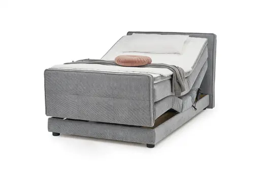 Boxspringbett- Liegefläche ca. 120x200 cm, Stoff, Mittelgrau