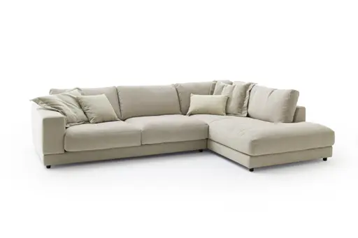Ecksofa Juni - 2-sitzer mit Ecke rechts, Stoff, Taupe