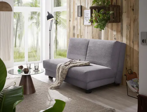 Schlafsofa EASY Optik A - 2-Sitzer ohne Armlehne, 140 cm inkl. Schlaffunktion, Cord, Dunkelgrau