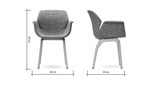 Armlehnstuhl Tooon - Stoff Graubeige, Gestell Holz