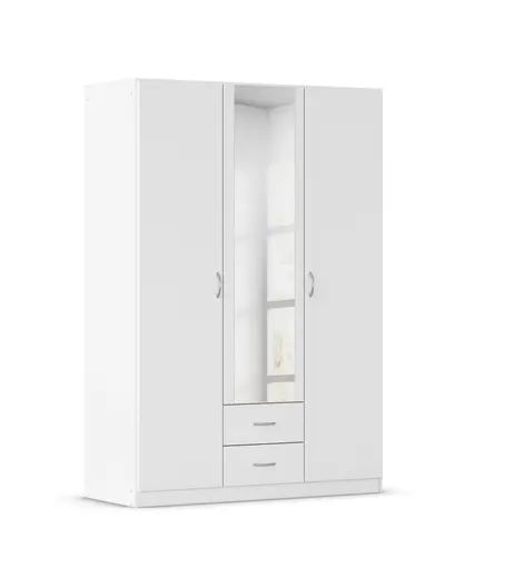 Drehtürenschrank- B ca. 136 cm, Weiß, Spiegel