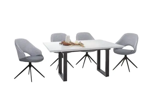 Esstisch - ausziehbar, LB ca. 140x90 cm, Weiß, Schwarz