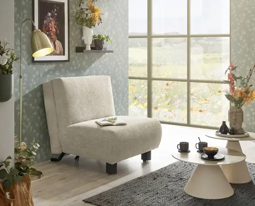  Faltsessel EBBY - ohne Armlehne inkl. Schlaffunktion, Stoff, Taupe