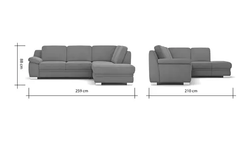 Ecksofa Tavira - 2,5-Sitzer mit Ecke rechts, Stoff, Anthrazit