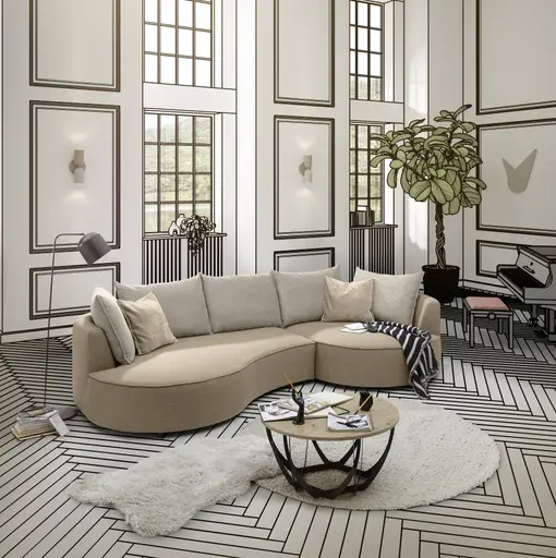 Couchtisch - Ø/H ca. 80x40 cm, Artisan Eiche Nachbildung, Schwarz