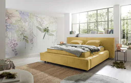 Polstergestell- Liegefläche ca. 180x200 cm, Stoff, Curry