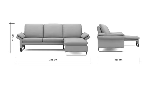 Ecksofa Tenero - 2-Sitzer mit Longchair rechts, Stoff, Helles Rosa