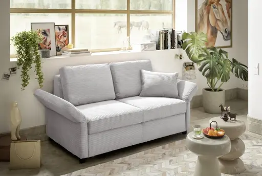 Sofa PRO FLEXX - 2-Sitzer inkl. Schlaffunktion, Stoff, Weiß