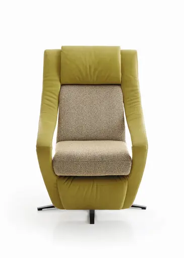 Sessel - Relaxfunktion motorisch, Stoff/Leder, Gelb/Grün