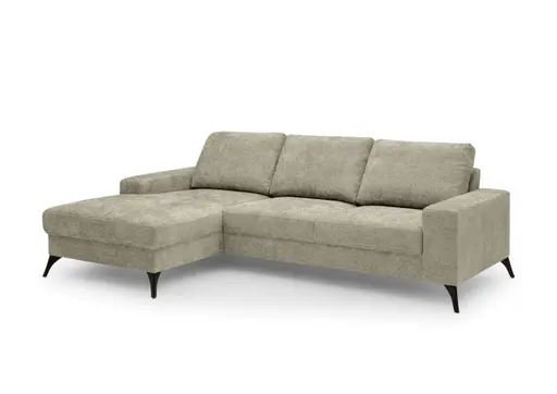 Ecksofa - Ecke links, 2-Sitzer, Stoff, Beige