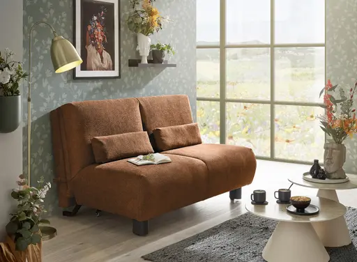 Faltsofa EBBY - 2-Sitzer ohne Armlehne, 140 cm inkl. Schlaffunktion/Relaxfunktion, Stoff, Rot